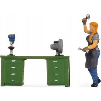Modelová železnice NOCH 16515 Mini scéna - Pracovní stůl s vybavením a pracovníkem, měřítko H0