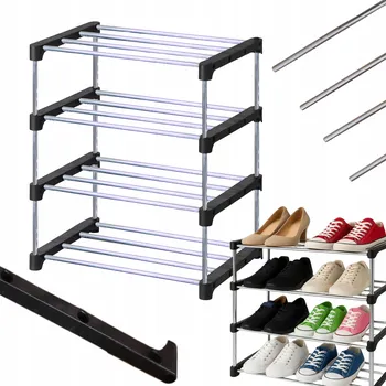 Botník Stojan na boty Magrimaxio kovový 4-patrový černý