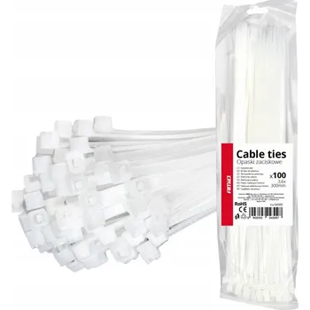 Stahovací páska Plastové upínací pásky stahovací pásky bílé 3.6×300 mm 100 ks AMIO-04309