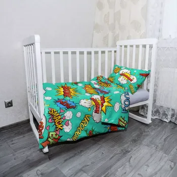 Povlečení Sablio Mikroplyšové dětské povlečení do postýlky Komiks - 100x135 / 40x60