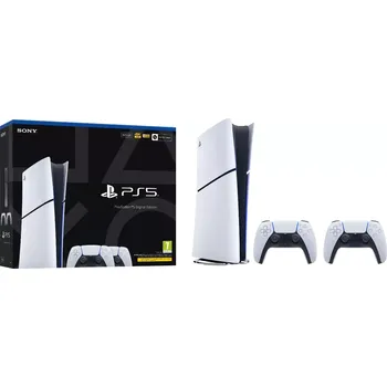 Sony PlayStation 5 Slim 1 TB, Digital E-Chassis + 2x DualSense Wireless Controller White PS711000050122