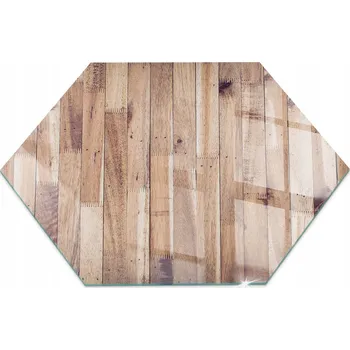 Obraz Tvrzené Sklo Ochranná Podložka Pod Kamna Dřevěná Deska ve tvaru Šestiúhelníku 40 cm