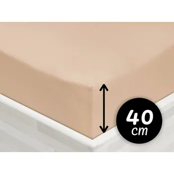 Prostěradlo Jersey napínací prostěradlo na extra vysokou matraci JR-033 Béžové 160 x 200 - výška 40 cm