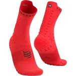 COMPRESSPORT Cyklistické ponožky klasické - PRO RACING SOCKS V4.0 TRAIL - červená/černá 45-48