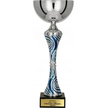 Obraz Skvělý výrazný stříbrno-modrý pohár 32 cm + štítek DÁREK