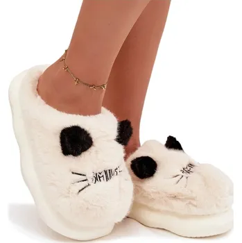 Dámské pantofle PANTOFLE S OUŠKY, TEPLÉ, POHODLNÉ, BÉŽOVÉ 36/37