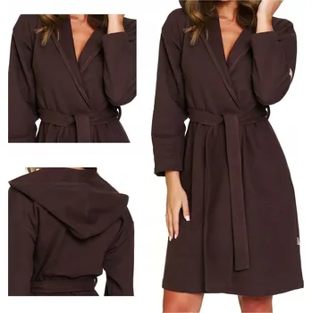 Dámský župan Dámský teplý župan s kapucí bavlněný DOCTOR NAP 7331 hnědý XXL