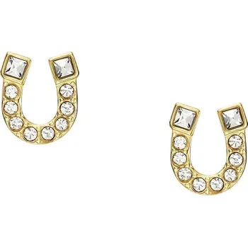 Náušnice Fossil Pozlacené peckové náušnice s krystaly Podkova JF04908710 + 2 měsíce na vrácení zboží