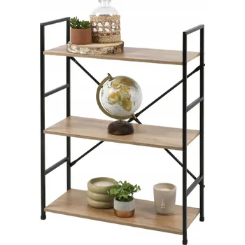 Knihovna Policový regál Colorado, dekor dub, 3 police, kov, 58,5x23,5x80 cm