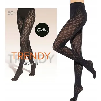 Dámské punčochy Vzorované Punčocháče Gatta Loretta vz. 155 50 DEN černé Nero velikost 6