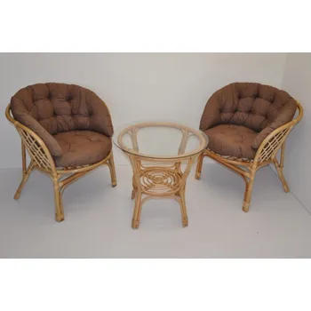 Sedací souprava Ratanová sedací souprava Java polstr hnědý melír MAXI