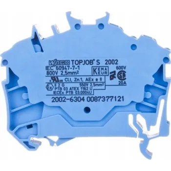 Svorkovnice na DIN lištu 3-vodičová 2,5mm2 modrá