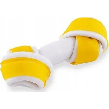 Pamlsek pro psa MACED VÁZANÁ KOST BÍLO-ŽLUTÁ žvýkací kost 16 CM