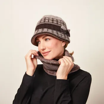 Čepice 3Pagen Kruhový šál hnědá 000