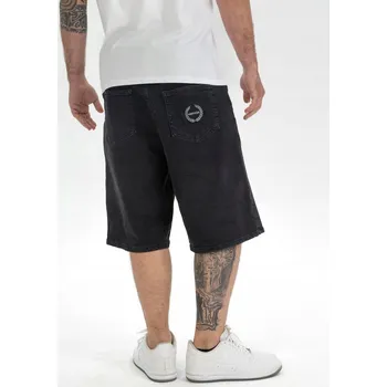 Pánské kraťasy KRÁTKÉ JEANSOVÉ KRAŤASY ŠIROKÉ ŠORTKY Pánské Metoda Sport ČERNÉ XL
