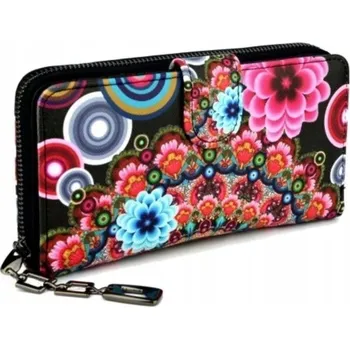 Peněženka Dámská peněženka Groshe eko kůže, vícebarevná s květinovým vzorem, na zip