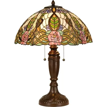 Lampička Clayre&Eef Rajská stolní lampa Eden v Tiffany stylu zelená, hnědá, multicolour 2 x 60 W - Doprava zdarma