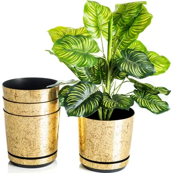 Květináč Květináč plast černý, zlatý Kerd 17,8 cm x 18,5 x 17,8 cm