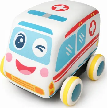autíčko Miękkie auto Sanitka - měkké autíčko pro učení se lezení, vozidlo s pohonem