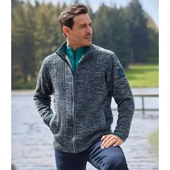 Pánský svetr Atlas For Men Pletená bunda Atlas zateplená fleecem, Modrá, Velikost 3XL J2164