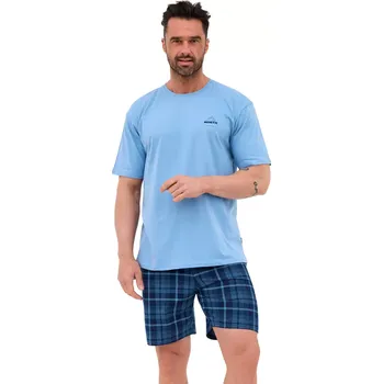 Pánské pyžamo Pánské pyžamo s kostkovanými kraťasy Cornette North 3 326/316 světle modré velikost L