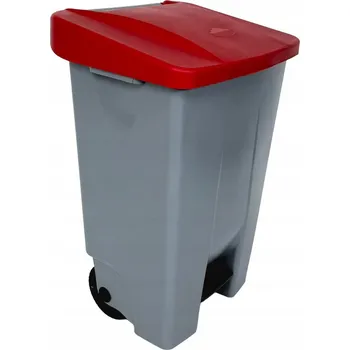 Odpadkový koš Denox nášlapný odpadkový koš na tříděný odpad 80 L, červené víko, plastový