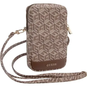 Telefonní příslušenství Guess PU G Cube Wallet Phone Bag Zipper, hnědá - VÝPRODEJ