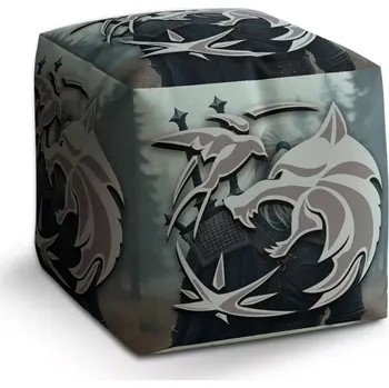 Taburet Sablio Taburet Cube Zaklínač V mlze: 40x40x40 cm