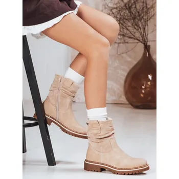 Dámská zimní obuv Béžové kotníkové boty bez podpatku DStreet Other 3473681