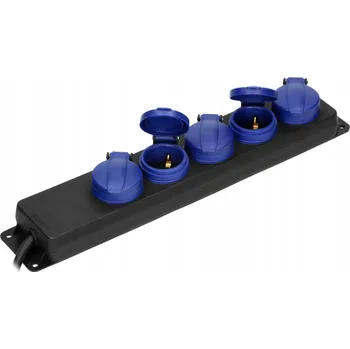 Napájecí kabel Prodlužovací Kabel dílenský, odolný proti stříkající vodě IP44, 5 zásuvek, kabel 3x1,5mm2, 3m