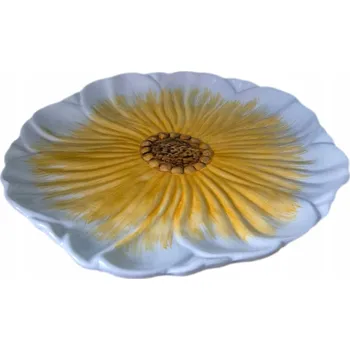 Talíř DEKORATIVNÍ TALÍŘ Z DOLOMITU KVĚT ORANŽOVÝ S BÍLOU 30 CM