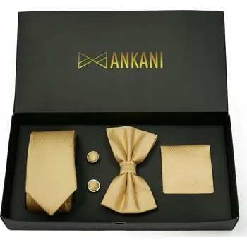 Kravata MOTÝLEK MOTÝLEK + KRAVATA + KAPESNÍČEK + MANŽETOVÉ KNOFLÍČKY béžová