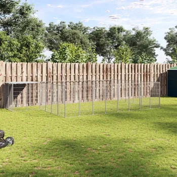 ohrádka pro psa zahrada-XL Psí kotec stříbrný 15,73 m² ocel 3082221