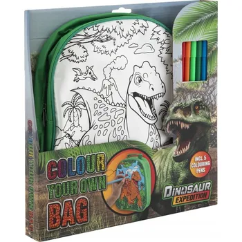 kreativní sada Vytvoř si vlastní KABELKU DINOSAURUS DIY kreativní sada kabelka fixy 5 barev
