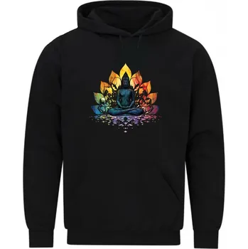 Pánská mikina Pánská mikina Osvícený Budha v Lotosové Meditaci (Velikost: 5XL, Barva: Černá)
