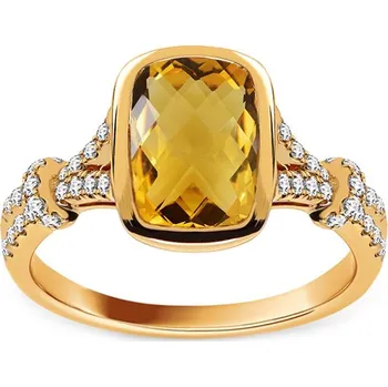Prsten Výrazný prsten s citrínem 2,43 ct a diamanty DIHU006 + dárkové balení LUXUS zdarma