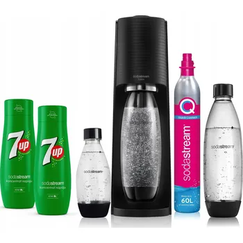 Výrobník sody Výrobník Sody SODASTREAM Terra Černý + 3 lahve + 2 sirupy 7UP