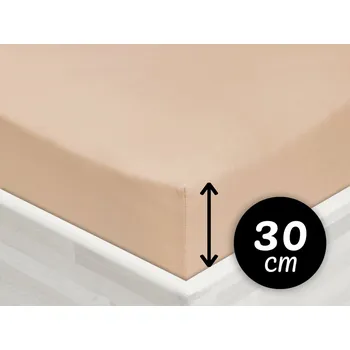 Prostěradlo Jersey napínací prostěradlo na vysokou matraci JR-033 Béžové 180 x 200 - výška 30 cm
