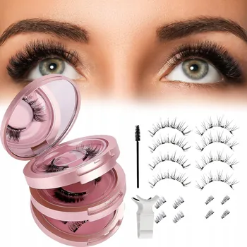 Péče o řasy a obočí MAGNETICKÉ UMĚLÉ ŘASY SADA 8 PÁRŮ opakovaně použitelné + Pinzeta ZRCÁTKO