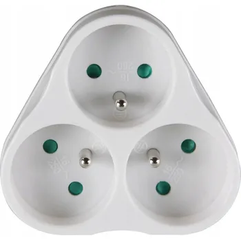 Elektrická zásuvka Rozbočovač rozdvojka 3 ZÁSUVKOVÝ s uzemněním