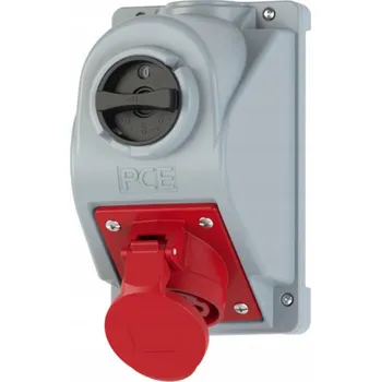Elektrická zásuvka PCE PEVNÁ ZÁSUVKA COMBO-POL VODOTĚSNÁ BEZ ZÁVĚRU 16A 4P S VYPÍNAČEM 0-1 IP44