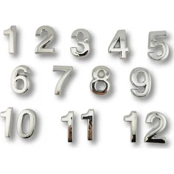 Číslice stříbrné hladké samolepící 35 mm varianta: Kompet 15 čísel