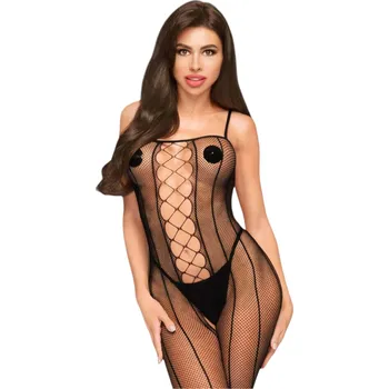 Dámský overall Penthouse Drop-Dead - otevřený overal s proužky (černá) - XL