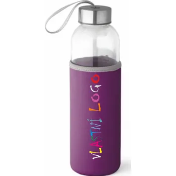 Láhev ON-DESIGN Sportovní láhev ze skla a nerezové oceli RAISE s potiskem Barva: fialová