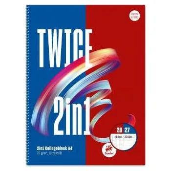 Blok Kroužkový blok College Twice 2v1 A4, linka a čtvereček - 80 listů