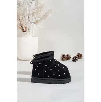 Dívčí sněhule Dětské sněhule srdíčkové černé Gracina Boto černá 3474226