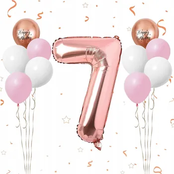 Balónek Narozeninové balónky pro děti k 7. narozeninám, latexové, 100 cm, sada 11 Ks