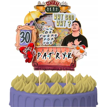 Obraz ZÁPICH DO DORTU Narozeninová Ozdoba na Dort Sto Let FRIENDS Seriál TV Postavy Toppery #6