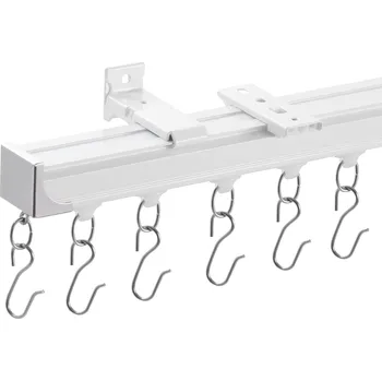 Bytový textil Vevor Stropní kolejnice na závěsy 5.9 ft/1.8 metr, posuvná, bílá s háčky