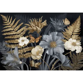 Fototapeta FOTOTAPETA LISTY KVĚTY ZLATÁ LOŽNICE OBÝVACÍ POKOJ TAPETA VLIESOVÁ 150x105